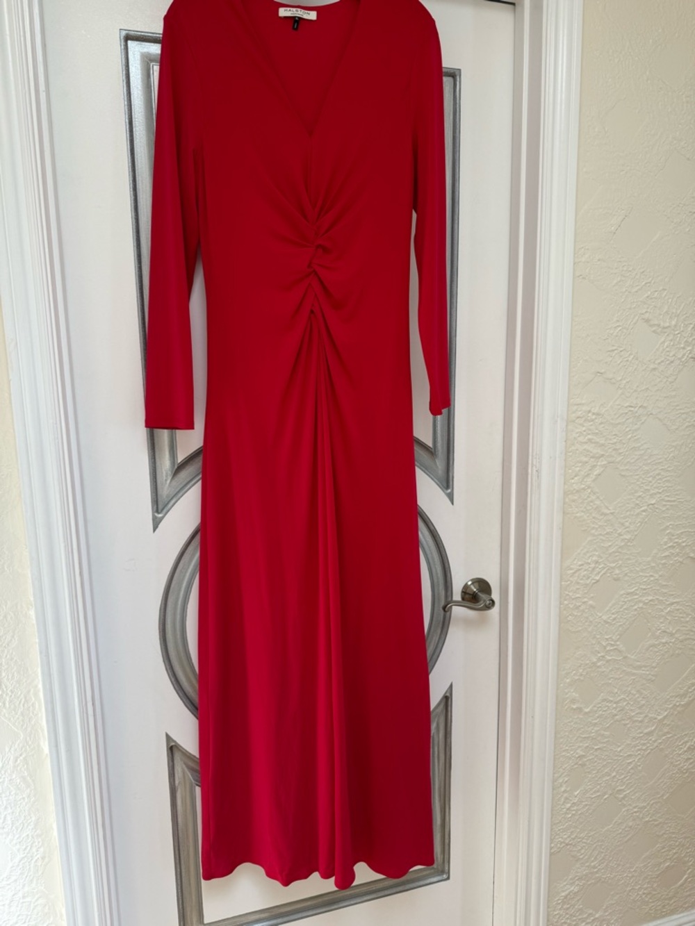 Halston Heritage Red Twist-Front Maxi Dress